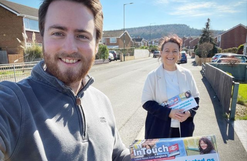 Jacob and Andrea leafletting in New Marske